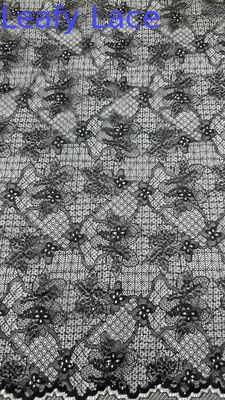 Tissu en dentelle brodée noire, ajouré, floral, à sequins, laser, pour robes de soirée et vêtements
