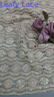Tissu en dentelle cordée à paillettes en polyester pour robes de soirée de luxe et robes de cérémonie de la nouvelle saison