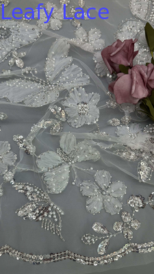 Robe de luxe de haute qualité avec broderie en maille, motif floral papillon et dentelle personnalisée