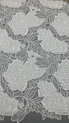 Tissu brodé en dentelle blanche, ajouré au laser, élégant, design personnalisé