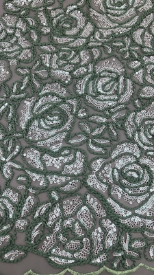 Tissu de dentelle brodée en paillettes 3D design floral Tissu personnalisé pour robes