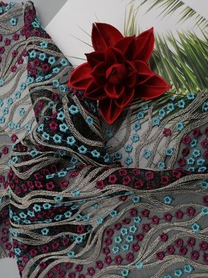49 pouces ont coloré le tissu de luxe floral de la dentelle 3D pour les robes femelles
