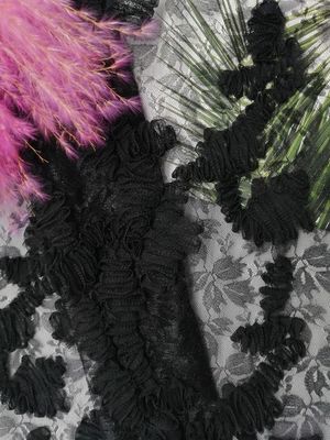 Tissu floral noir de robe de soirée de tissu de broderie d'Applique de dentelle