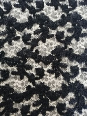 Tissu floral noir de robe de soirée de tissu de broderie d'Applique de dentelle