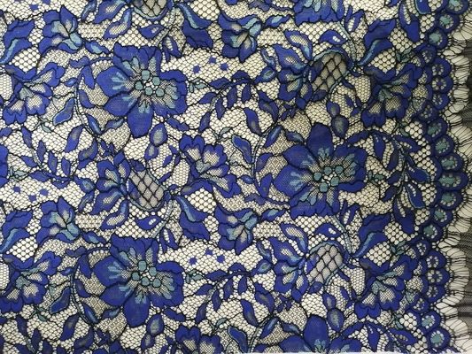 100 yards de dentelle de tissu de maison de textile de tissu de feston attachée par cil bleu de maille de bord