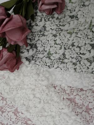 Le bout droit blanc de tissu de dentelle de Spandex lacent le tissu pour le textile à la maison