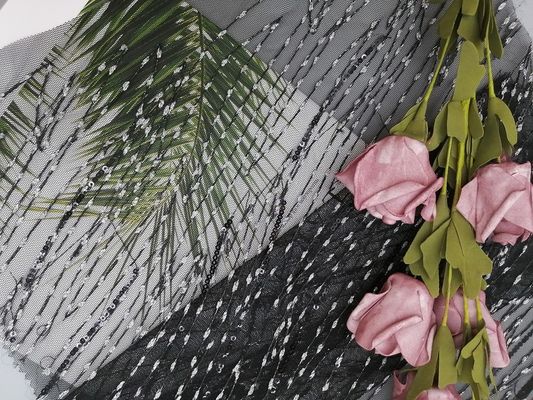 Tissu de Tulle Mesh Lurex Metallic Sequin Embroidery