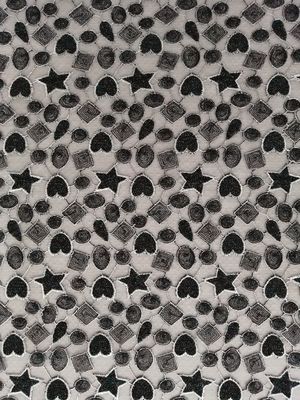 Tissu coloré métallique de broderie de Lurex de forme d'étoile pour la robe de petite fille