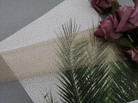 Scintillement enduit métallique Tulle Mesh Foil Printed Fabric de rose