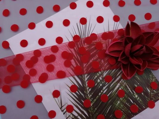 Grande polka rouge Dot Tulle Flocked Mesh Fabric