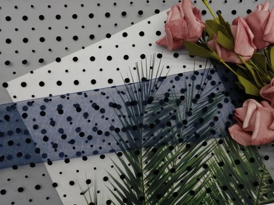 Marine Dot Tulle Flocked Mesh Fabric pour Madame Evening Dress