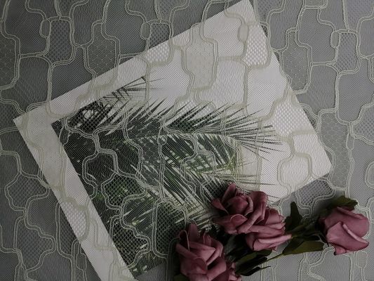 Tissu de dentelle de Mesh French Chantilly Decorative Geometric de broderie