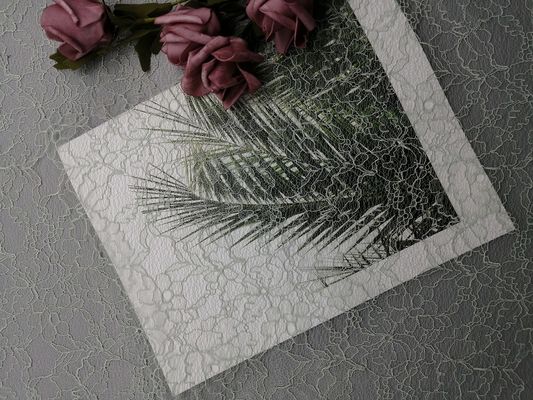 Le tissu de dentelle attaché par polyester 100% a adapté le tissu aux besoins du client brodé de couleur