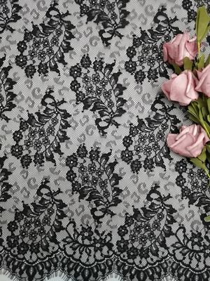 Tissu léger noir de dentelle de Tulle de dentelle française de Paisley