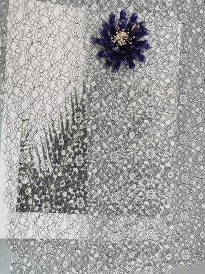 Équilibre noir blanc de dentelle de nylon de polyester de deux Tone Lace Fabric Tulle Embroidery