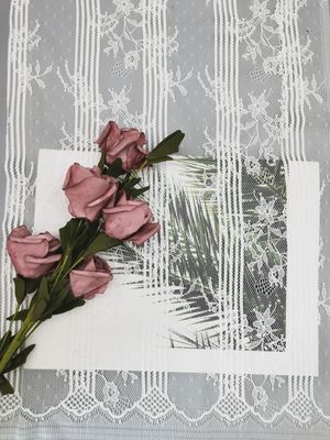 Tissu français d'équilibre de dentelle de polyester de fleur de broderie de chemisier