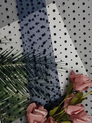 Marine Dot Tulle Flocked Mesh Fabric pour Madame Evening Dress