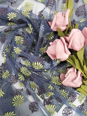 Broderie Tulle métallique de voile colorée par tissu floral de la dentelle 3D de 125CM