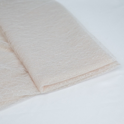 Tissu brodé pur OEKO - Tex Standard de Tulle de dentelle de recouvrement floral crème