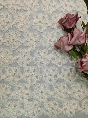 Le tissu floral de dentelle de crochet du rose 3D déjouent les enfants enduits de broderie habillent la dentelle