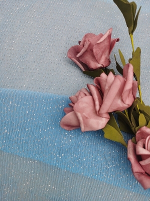 Le tissu de Bule Dot Tulle Mesh Foil Printed a plissé le tissu de dentelle