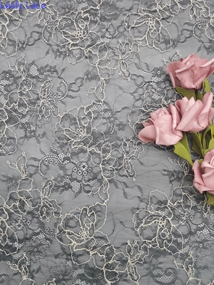 Tissu floral feuillu brodé OEKO TEX Standard 100 de la dentelle 3D pour la couture