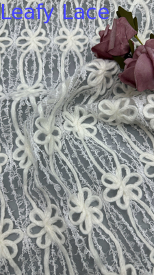 Tissu de dentelle à cordes à feuilles luxueuses et élégantes