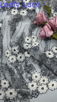 Tissu de dentelle métallique de luxe Élégante tissu de broderie de mariage