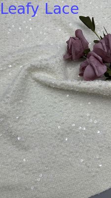 Tissus en dentelle brodée en paillettes à feuilles de lin Tissus de mariage d'occasion Tissus de luxe Tissus élégants