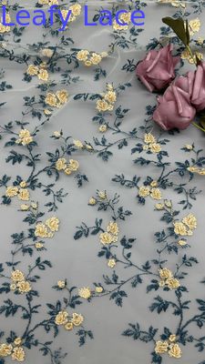 Tissu de dentelle brodée en feuilles 3D Maillage floral au sol Robes de fête de luxe de haute qualité