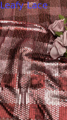 Tissu en dentelle brodée à paillettes à carreaux, élégant et brillant, tissu de nouvelle collection personnalisé