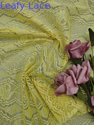 Tissu de dentelle jaune 100% coton de haute qualité, motif creux de beauté, fabricant