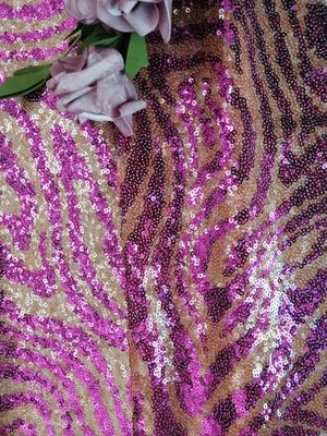 Couleur pourpre de tissu de dentelle de paillette de Tiger Pattern Animal Design Embroidered