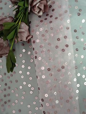 La paillette transparente rose a brodé l'organza Tulle de tissu pour l'habillement