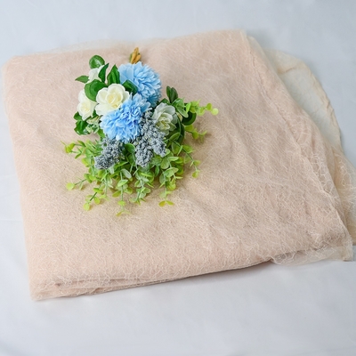 Tissu brodé pur OEKO - Tex Standard de Tulle de dentelle de recouvrement floral crème