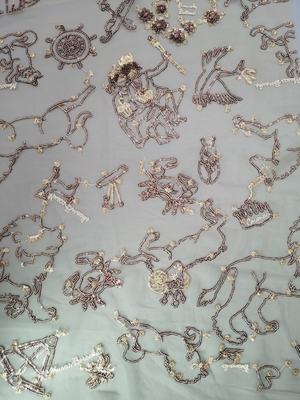 Paillette de maille de dentelle de robe de fille de tissu brodé de paillette de couleur de Champagne